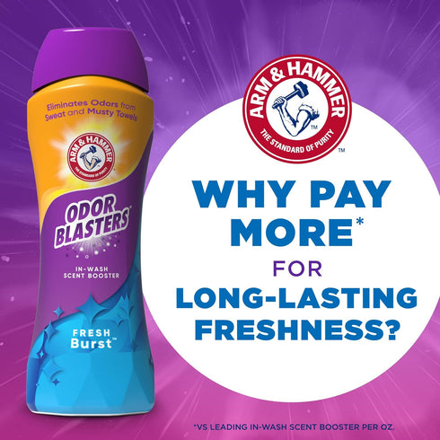 HAMMER 24 oz ARM & Odor Blasters In-Wash Laundry Scent Booster, Eliminates Tough Odors, Fresh Burst Scent, Bottle