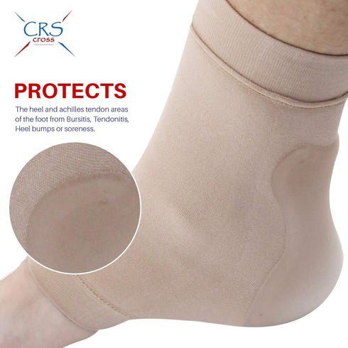 CRS Cross Achilles Heel Gel Sleeves - 1 Pair of Premium Padded Compression Gel Sleeve Socks for Protection