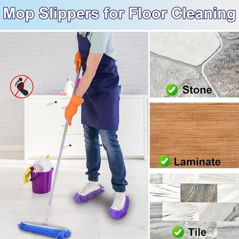 Cosywell Shoes Cover for Mop Slippers - Dusting Mop Shoes for Floor Cleaning, Washable 10 PCS, 5 Pairs (L)
