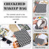 Checkered Makeup Bag for Women, Large Capacity Black Travel Cosmetic Bag Set, Cute Y2K Aesthetic Makeup Organizer