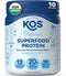 KOS Plant Based Protein Powder - Blueberry Muffin, Organic Pea Protein Superfood, Vegan Meal Replacement, 10 Servings