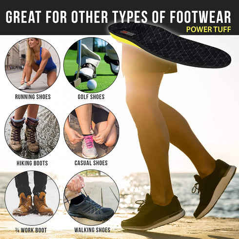 JobSite Power Tuff Large Anti-Fatigue Support Work Orthotic Insoles