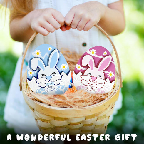 Pack 2 Easter Bunny Gift Holder for Cash, of Wooden Rabbit Currency Display, Spring Basket Stuffers for Teens & Kids