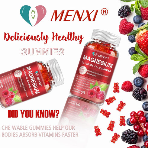 Magnesium Gummies 600mg per Serving - Magnesium Glycinate 400mg and L-Threonate 200mg, Sugar Free Supplement