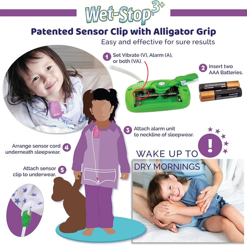3 Pink Bedwetting Enuresis Alarm with Loud Sound & Strong Vibration for Boys or Girls