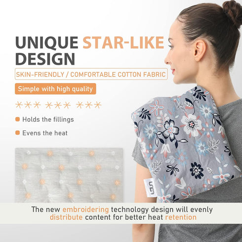 UNCN Wide Microwave Heating Pad, 9 * 15" Washable Cover, Cordless Hot Pad for Neck, Shoulder, Back Pain Relief,
