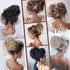 Messy Bun Hair Piece Claw Clip Bun Hair Accessories for Women Messy Wavy Curly Hair Bun Extensions Short Tousled Updo Synthetic Blonde Hair Extensions Light Brown mix Natural Blonde