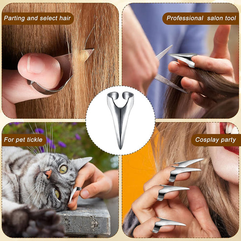 Hicarer 20 Pcs Adjustable Hair Parting Tool, Metal Hair Sectioning Ring for Braiding, Halloween Cosplay, Silver