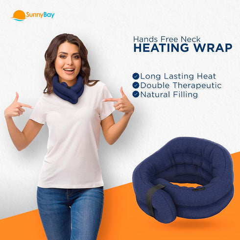SunnyBay Microwave Heating Pad - Microwavable Heated Neck and Shoulder Wrap, Hands-Free Hot or Cool Pack, Navy
