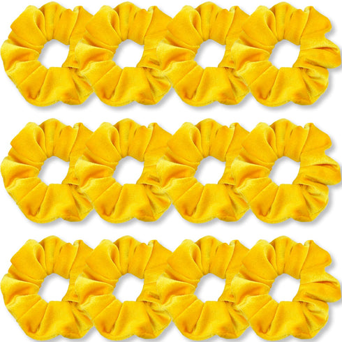 IVARYSS Yellow Scrunchies, Premium Velvet Soft Hair Scrunchy, Solid Colors Thick Elastic Bands, 12 Pack Hair