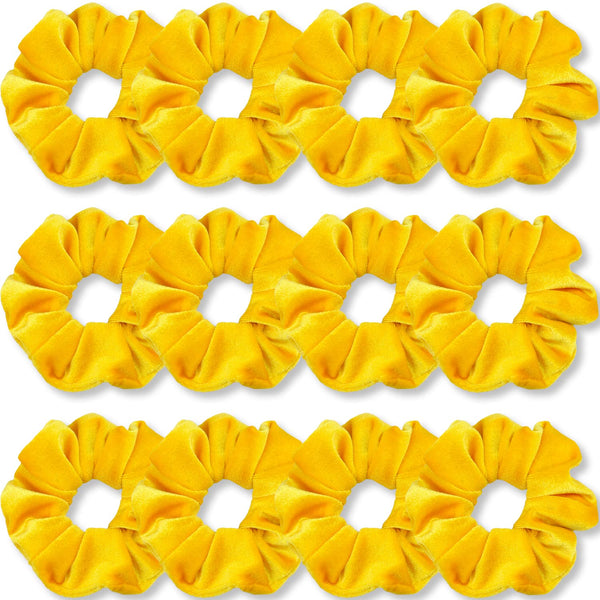 IVARYSS Yellow Scrunchies, Premium Velvet Soft Hair Scrunchy, Solid Colors Thick Elastic Bands, 12 Pack Hair