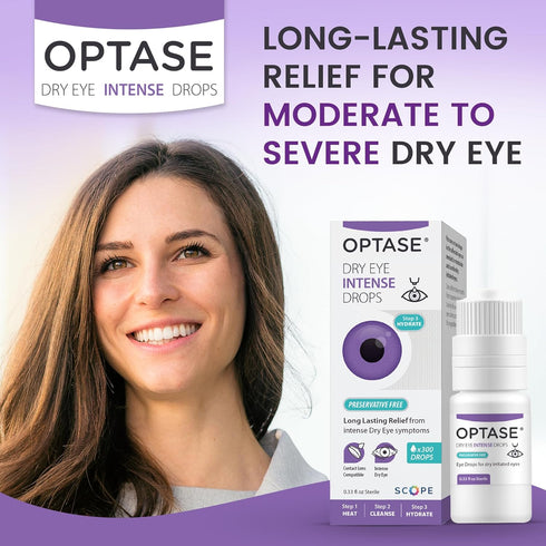 Optase Dry Eye Intense Drops, Preservative Free Eye Drops for Long Lasting Relief, .33 fl oz, 300 Doses