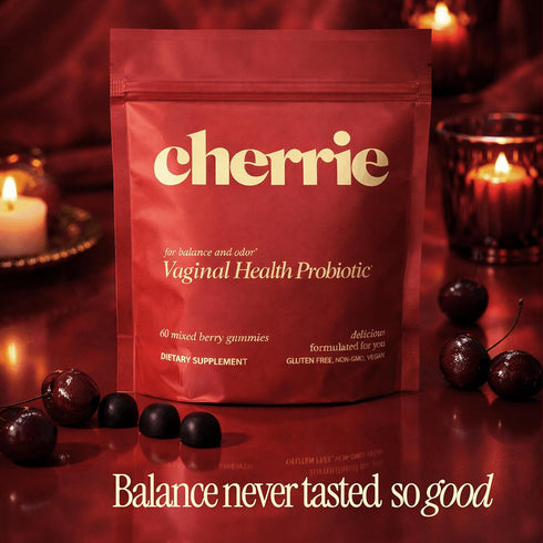 Gummies 60 Count CHERRIE Vaginal Probiotic for Women, Balanced pH, Healthy Odor, Yeast Balance & Flora Support