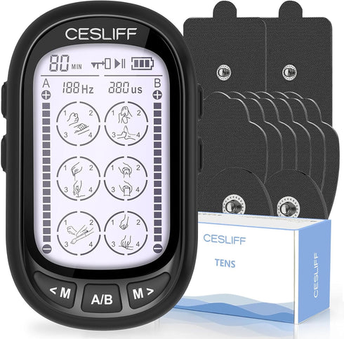 Dual Channel TENS EMS Unit, Rechargeable Electric Pulse Massager for Pain Relief, 24 Modes, 36 Levels Intensity