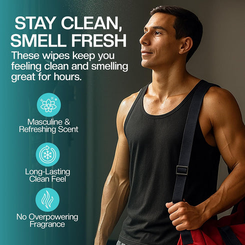 The Nobleman Men's Cooling Face + Body Cleansing Wipes, Eucalyptus - 30 Count