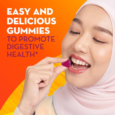 Metamucil Fiber Gummies Plus Probiotics for Digestive Health, No Sugar Added, Prebiotic Plant-Based Fiber Blend, 90