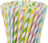 Paper Straws Biodegradable, 200 Pack, Striped Multi Colored, BPA-Free Disposable 8.25" Long Straw for Parties