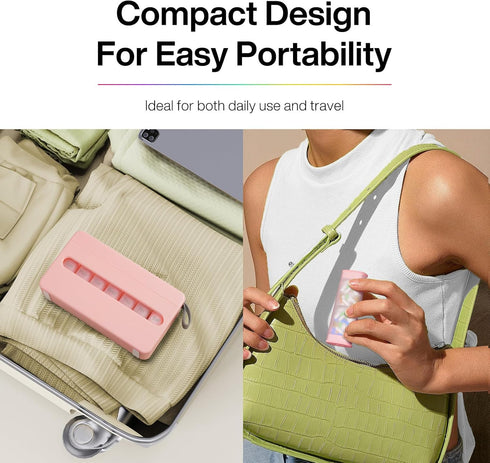 Set 2 7 White/Pink Weekly Pill Organizer Times a Day - Am Pm Pill Box Day, Large Twice Medicine Pill Case for Daily