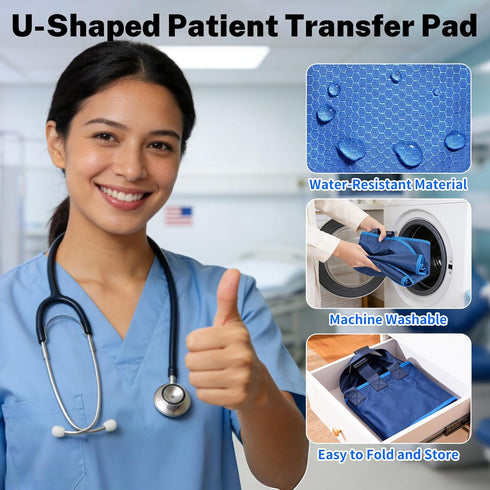 Jionhenn Patient Turning Device for Elderly, U-Shaped Positioning Bed Pads with Handles, Waterproof Reusable Transfer