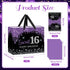 Yoirrat 16 16th Sweet Gift Bag with Wrapping Tissue Paper & Card Large Purple Black Glitter Happy Birthday Gift Bags