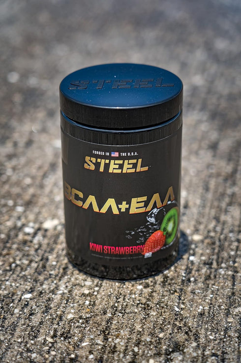 Steel Supplements High Performance BCAA EAA Powder, Promotes Lean Muscle Growth, 30 Servings, Kiwi Strawberry
