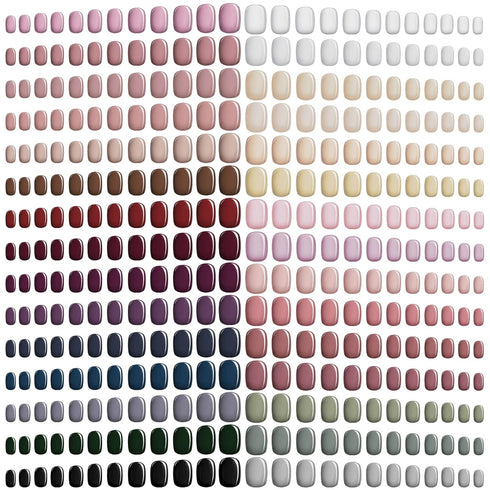 Honoson 720 Pieces Short False Nails - Medium Square Artificial Fake Nails Full Cover Glossy Press on Nails Tips for