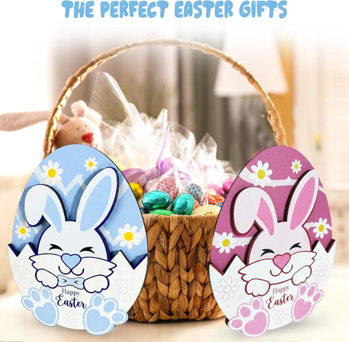 Pack 2 Easter Bunny Gift Holder for Cash, of Wooden Rabbit Currency Display, Spring Basket Stuffers for Teens & Kids