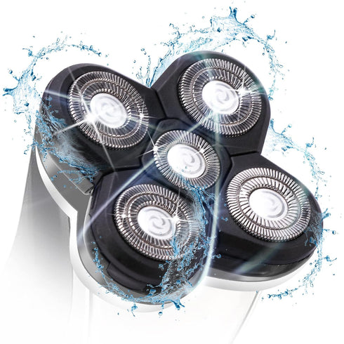 Shaver Blade Heads, 5 Heads Electric Razor Replacement Blade for Head and Face, Easy Install (Black)
