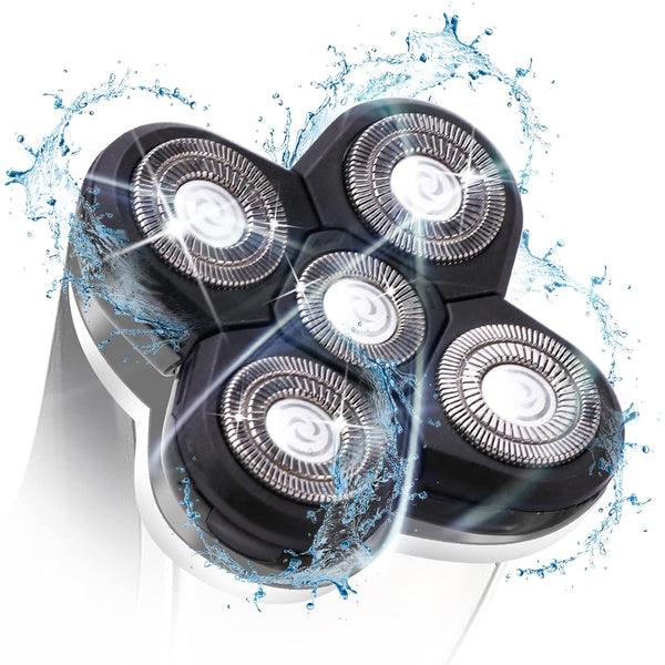 Shaver Blade Heads, 5 Heads Electric Razor Replacement Blade for Head and Face, Easy Install (Black)
