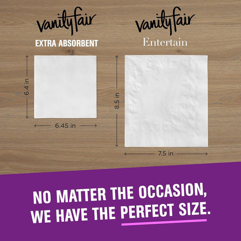 Vanity Fair Extra Absorbent Premium Paper Napkins, 80 Count, Disposable Soft and Strong Napkins for Everyday Use