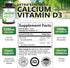 Calcium Supplement with Vitamin D - 1200 mg Calcium Carbonate with 1600 IU D3 Vitamins, 120 Tablets for Bone Health