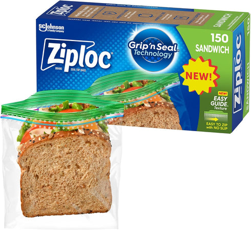 Ziploc 150 Count Sandwich and Snack Bags: Storage Bags with Grip n Seal Technology for On the Go Freshness