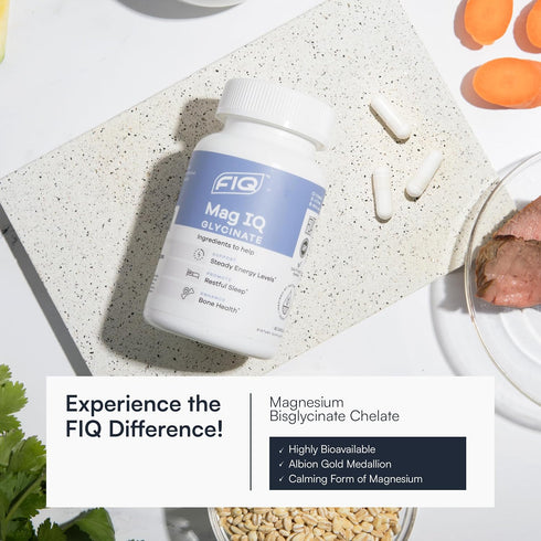 FIQ - Mag IQ Glycinate - High Absorption Magnesium Glycinate Supplement for Sleep, Daily Energy, & Bone Wellness