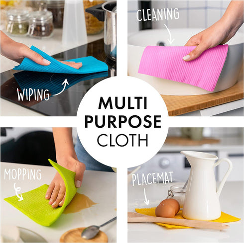 SUPERSCANDI Swedish Dishcloths - 10 Pack Eco Friendly Reusable Dish Cloths for Washing Dishes, Absorbent Rags