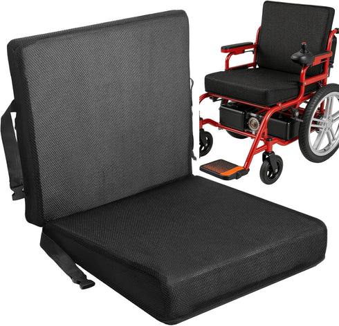 varrisin Wedge Wheelchair Seat Cushion with Backrest, High Density Foam Wheelchair Cushions Removable