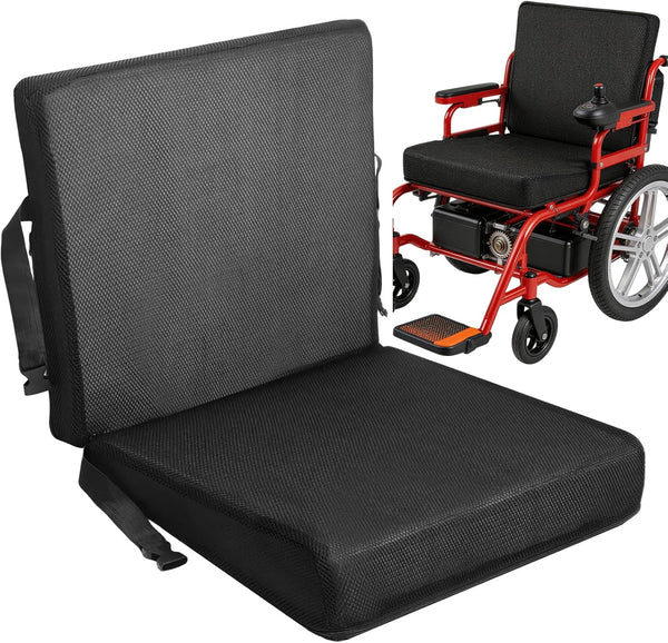 varrisin Wedge Wheelchair Seat Cushion with Backrest, High Density Foam Wheelchair Cushions Removable