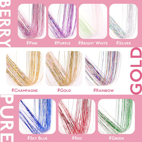 WENNALIFE Hair Tinsel Clip In, 6pcs 24 inch Colorful Glitter Tinsel Hair Extensions for Girls
