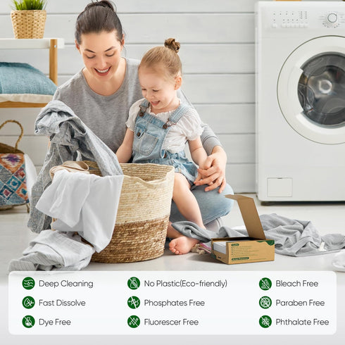 Travel Laundry Detergent Sheets - 300 Loads | Fisroa Plastic-Free Washer Sheets, Fresh Linen Scent