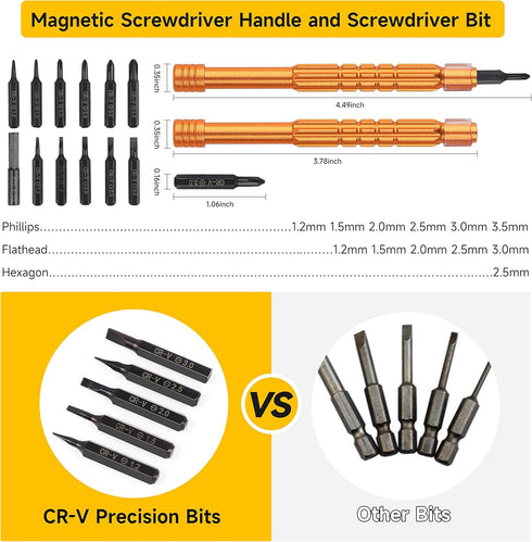 Upgraded All-in-One Magnetic Eyeglass Repair Kit, 12 Screwdriver Bits, Nose Pads, Screws, and Tweezer