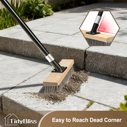 Swimming Stainless Steel Wire Scrub Brush with Long Handle, Heavy Duty Stiff Metal Broom Scrubber, Outdoor Moss Removal