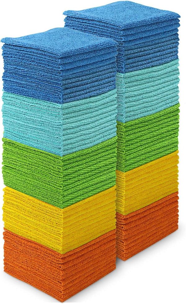 AIDEA Microfiber Cleaning Cloths-100PK, Soft Absorbent Rags for Cleaning, Lint-Free Towels for Home, Car, Window