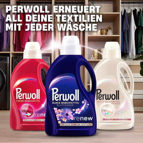 Perwoll (1x 27 Renew Sea of Flowers Detergent Wash Loads), Mild Deetergent Gently Cleanses and Renews Dark Colors