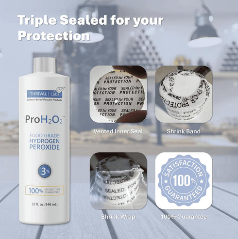 ProH2O2 3% 32 oz Food Grade Hydrogen Peroxide Natural Cleaner & Disinfectant Suitable for Household Use Ideal