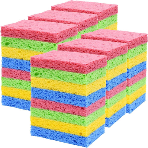 48 Pack Natural Compressed Cellulose Sponges, Durable Kitchen Dish Sponge for Cleaning & DIY