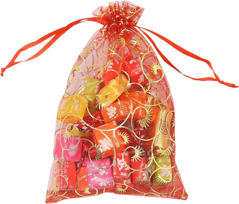 Stratalife 100PCS Organza Bags 4x6 Mesh with Drawstring - Small Sheer Jewelry Pouches for Wedding Return Gifts (Mixed