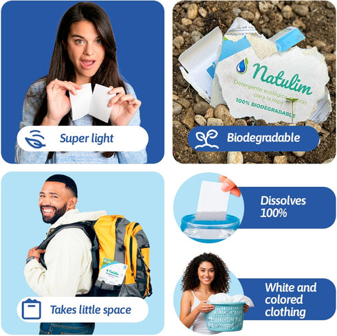 Natulim 40 Laundry Detergent Sheets Loads Laundry Soap Sheets, Eco-Friendly Biodegradable Strips, Plastic-Free