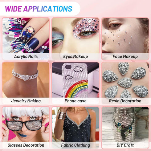 SFX Makeup Face Glue with 3600Pcs Flatback Eye Gems, Rhinestone Crystal, Tweezers, and Skin Adhesive for Cosplay