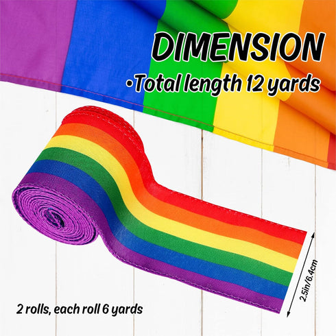 Whaline 2 Rolls Rainbow Stripe Wired Ribbon Colorful LGBTQ Pride Art Ribbon 2.5 Inch Gay Pride Fabric Ribbon for Pride Parade Crafts Gift Wrapping Birthday Festival Decoration by Whaline