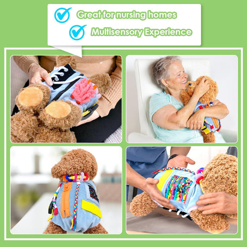 SZDMDISLET Fidget Sensory Dog Blanket for Elderly | Premium Dementia Activities for Seniors Items | Engaging Sensory