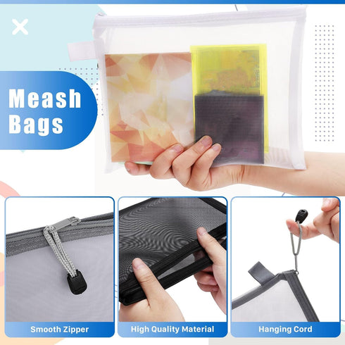 15 Pcs Mesh Zipper Pouch, Makeup Bags, Nylon Mesh Travel Bags, Zipper Pouches for Organizing Travel